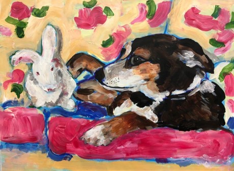 Dog and rabbit painting